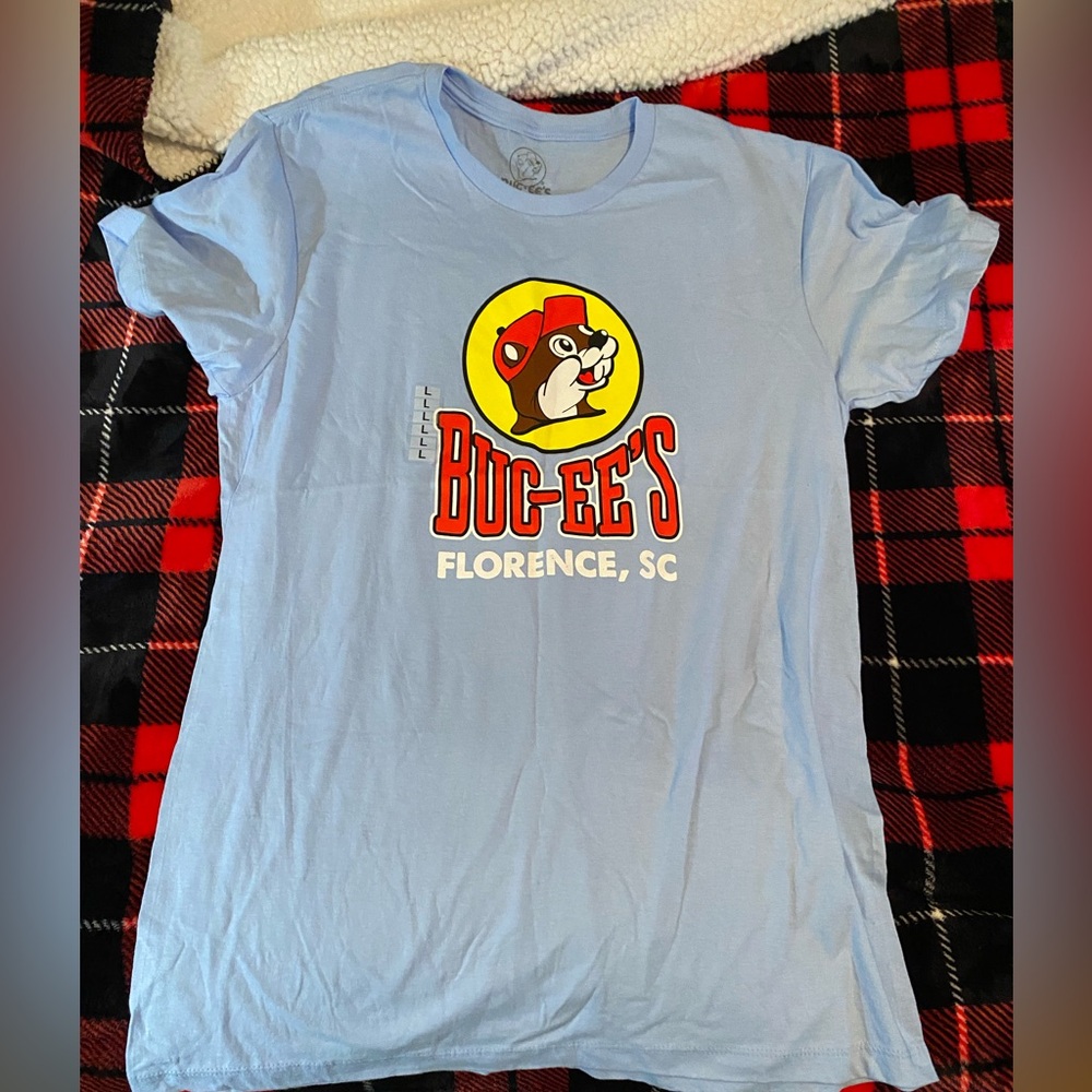 Light Blue Buc-ee's T-Shirt Florence South Carolina.  Size large NWT